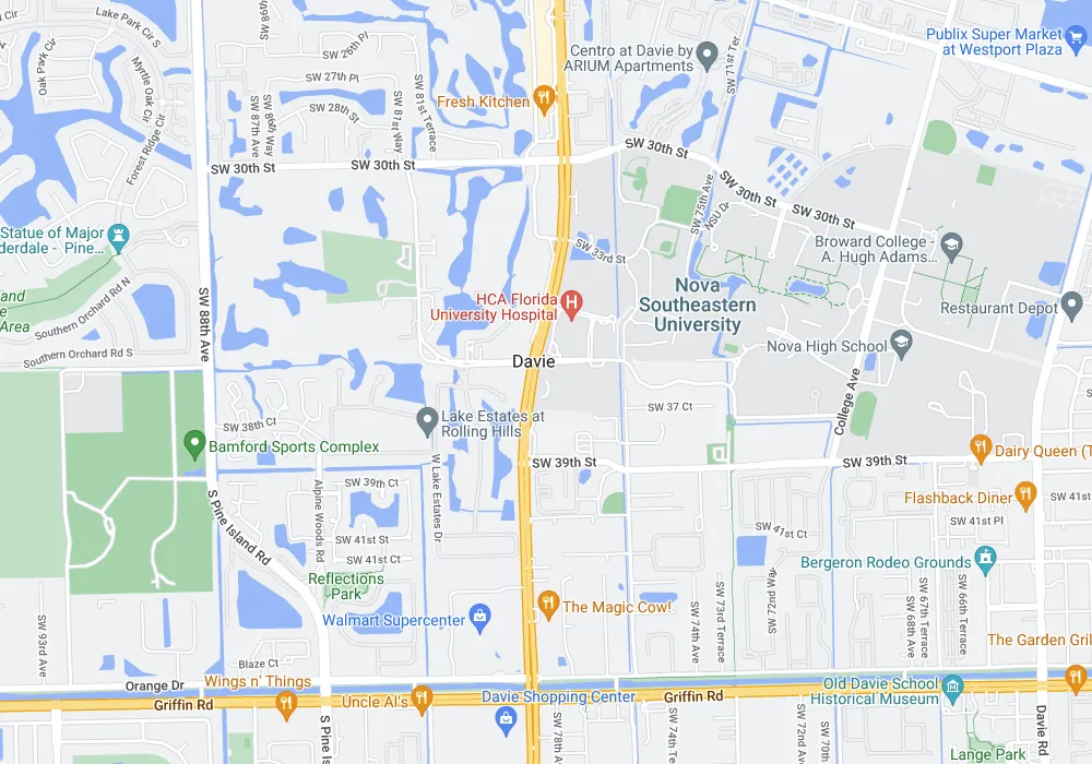 Map of Davie, Florida