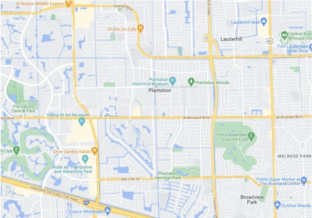 Map of Plantation, FL