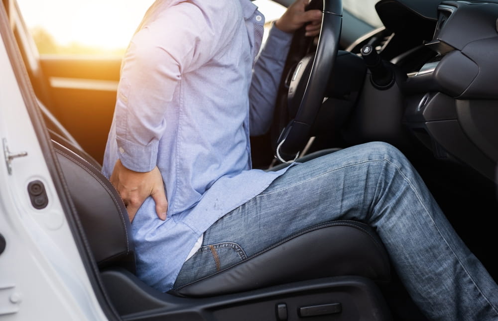 Driver suffering back pain after a car accident